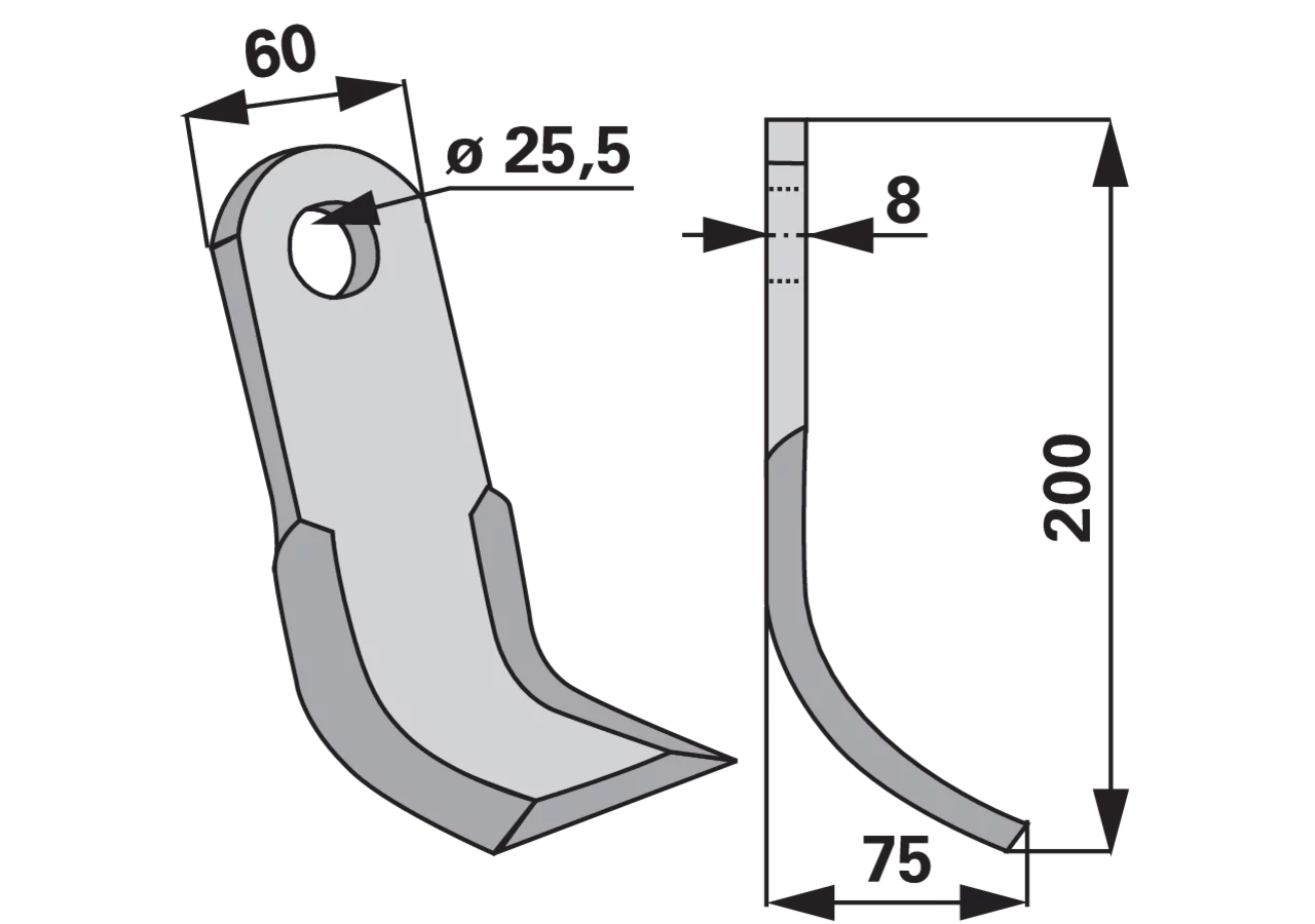 Y-Messer 60 x 8 x 210 mm, Loch 25,5 mm GartenShop24