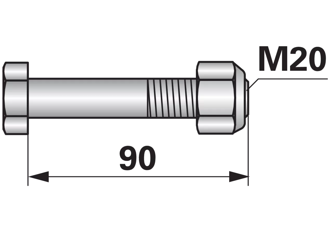Sechskantschraube M20x2,5x90mm mit Mutter 1 Stück GartenShop24