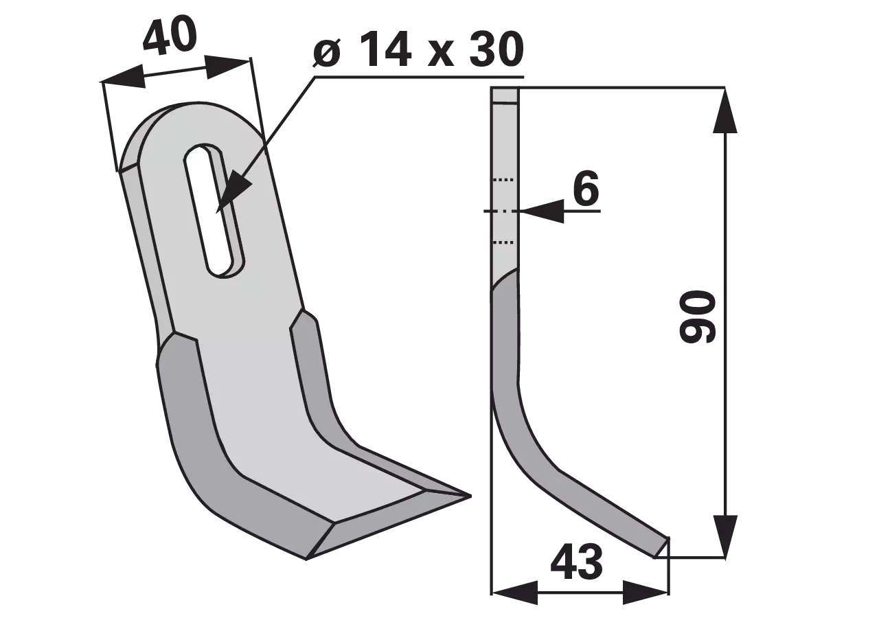 Y-Messer 40 x 6 x 90 mm, Loch 14 x 30 mm GartenShop24