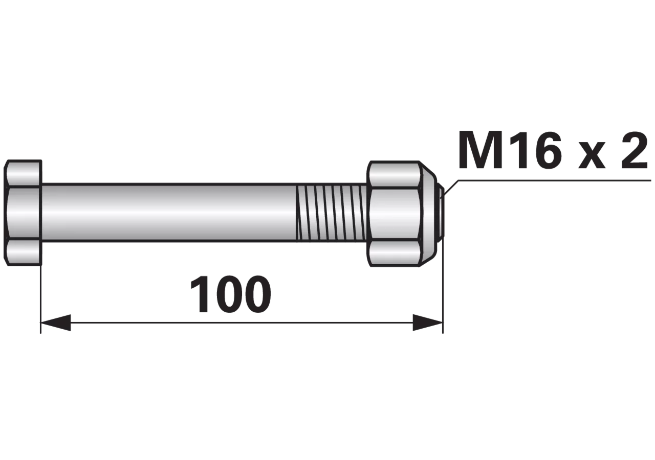 Sechskantschraube M16x2x100mm mit Mutter 1 Stück GartenShop24