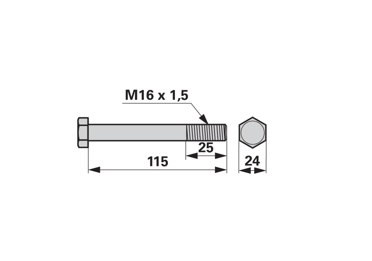 Sechskantschraube M16x1,5x115mm mit Mutter 1 Stück GartenShop24