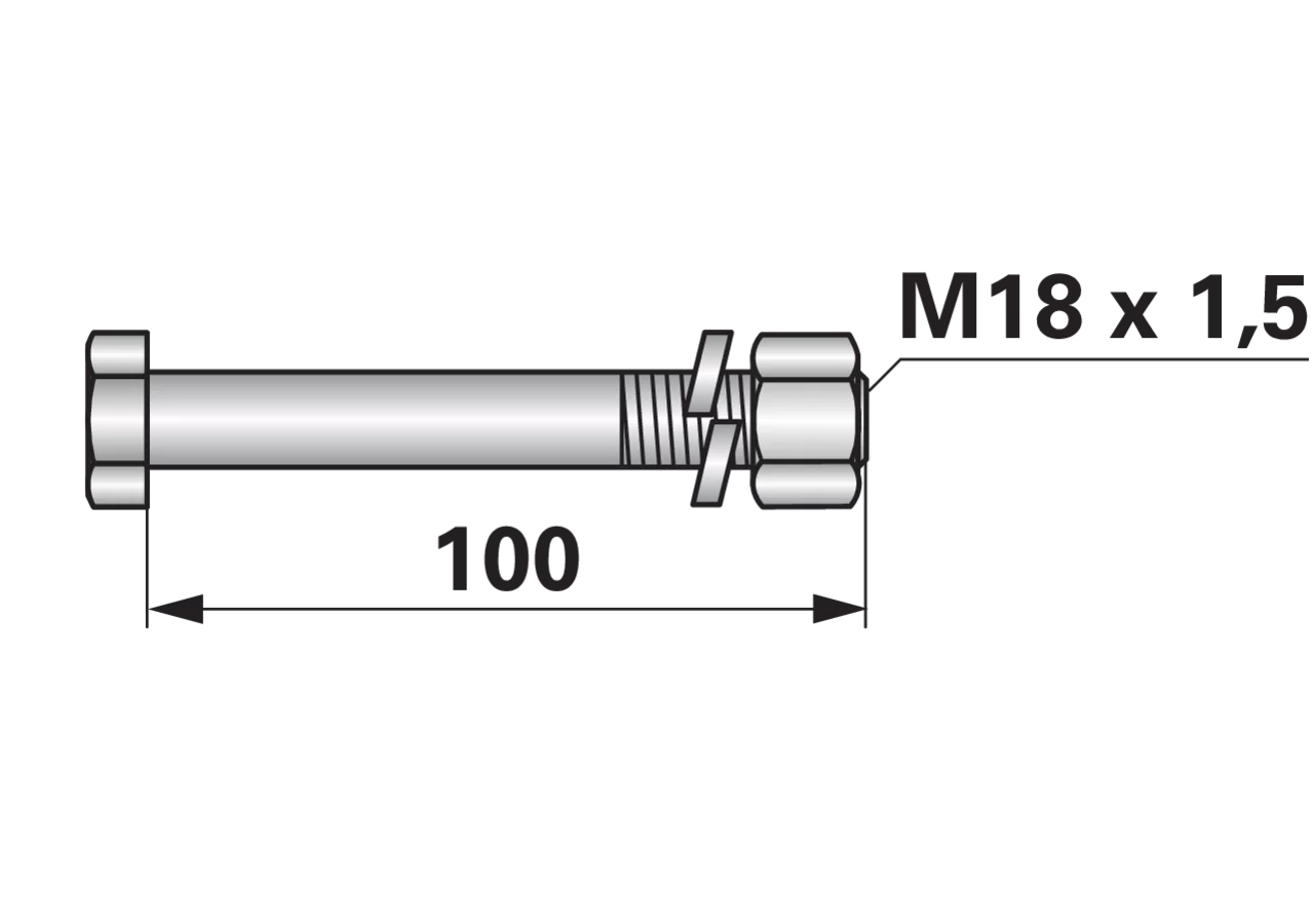 Sechskantschraube M18x1,5x100mm mit Mutter 1 Stück GartenShop24
