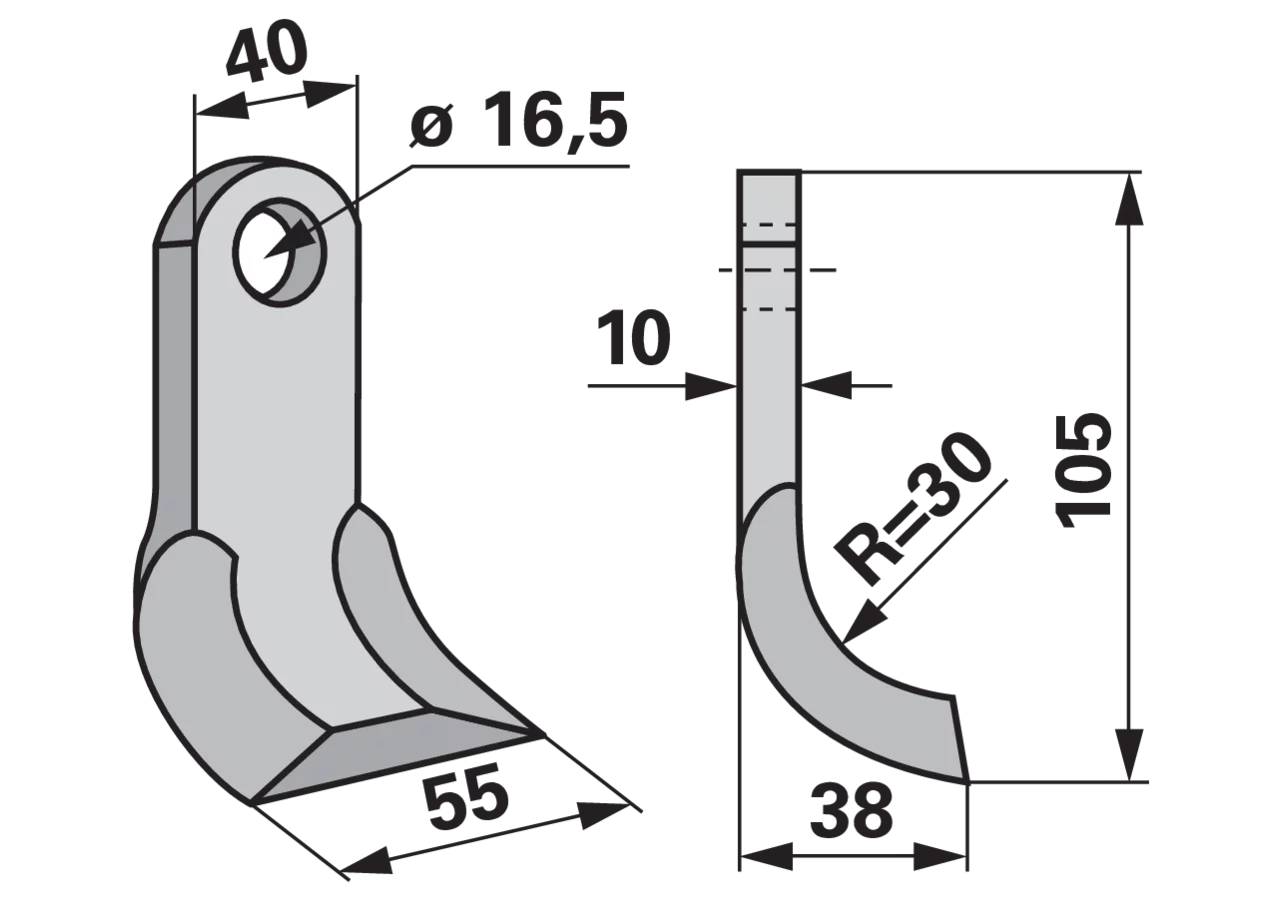 Y-Messer 40 x 10 x 105 mm, Loch 16,5 mm GartenShop24