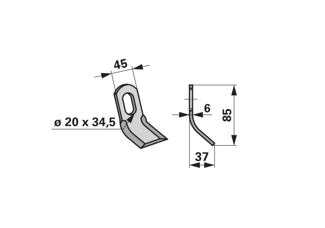 Y - Messer 45x6 L=85 Lo 20x34,5 GartenShop24