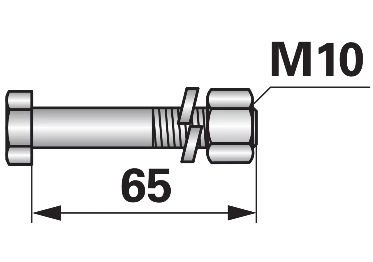 Sechskantschraube M10x1,5x65mm mit Mutter 1 Stück GartenShop24