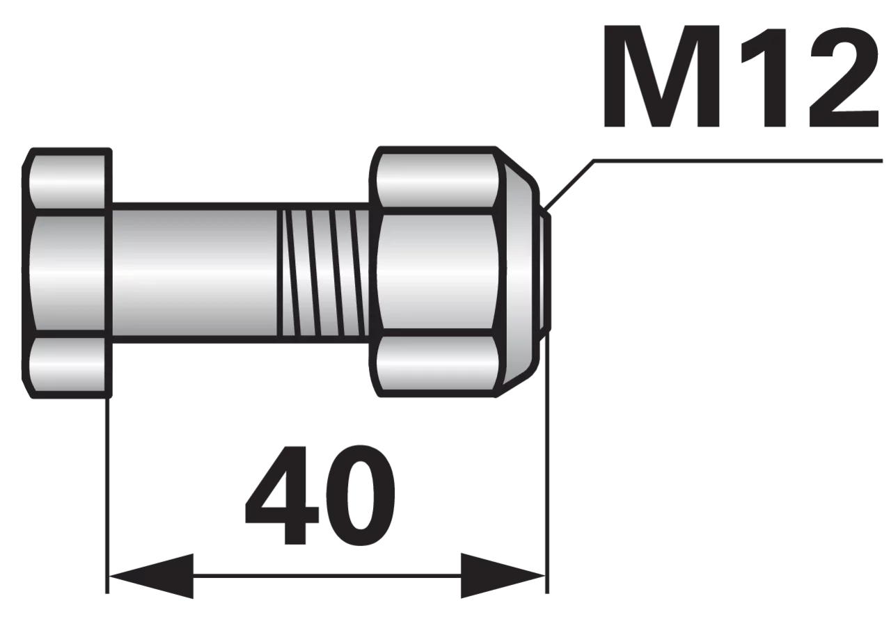 Sechskantschraube M12x1,75x40mm mit Mutter 1 Stück GartenShop24