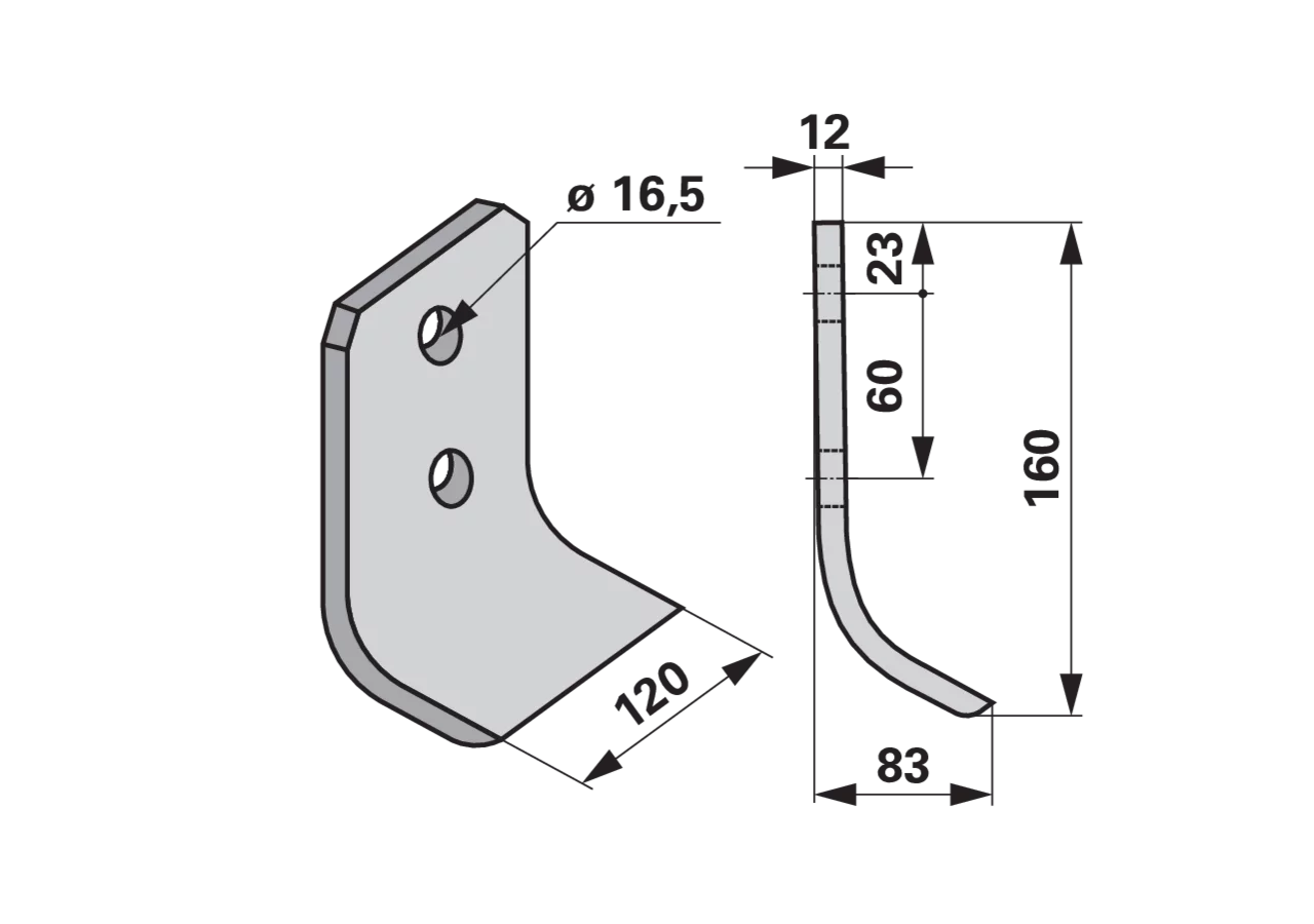 Grabenfräsmesser Mulag TM60190067 120x160 mm – Ersatzmesser mit Stahlkörper