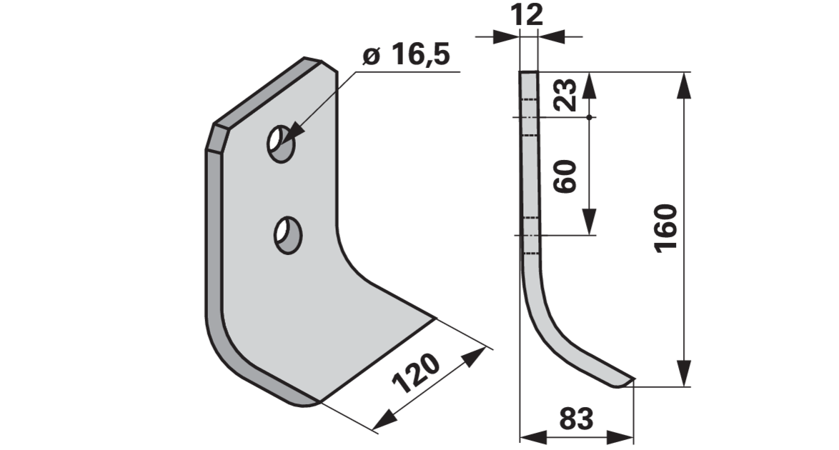 Grabenfräsmesser Mulag TM60190067 – Detail Bohrungen Lochdurchmesser 16,5 mm
