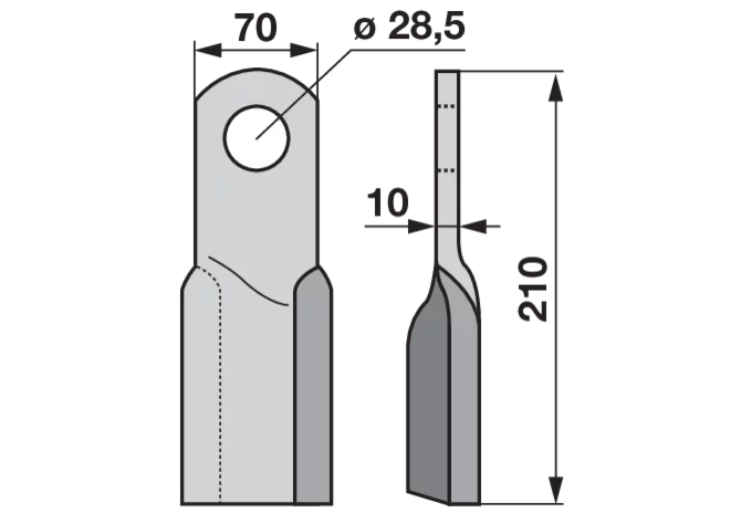Schlegelmesser 70x10 L=210 Lo 28,5 GartenShop24