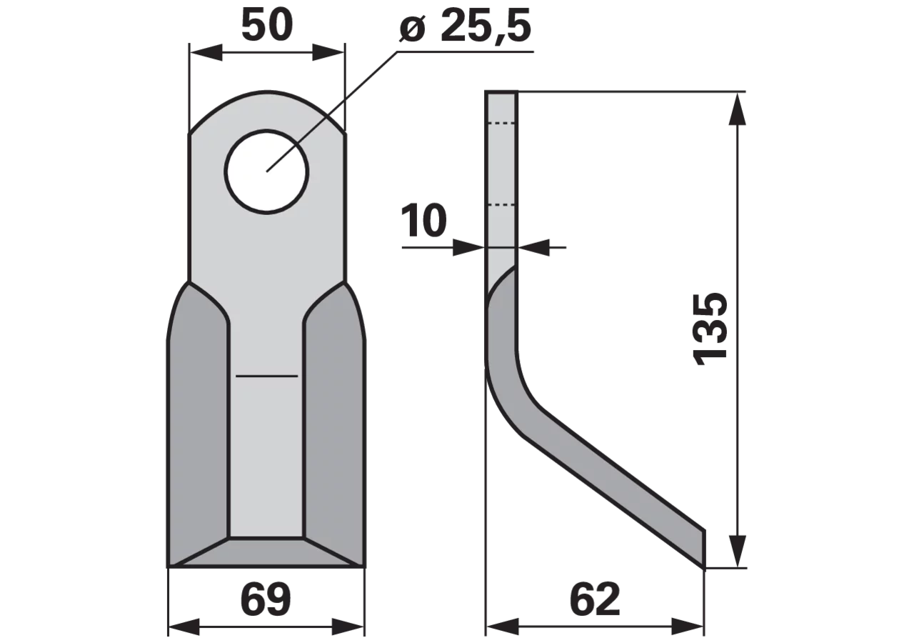 Y-Messer 50 x 10 x 135 mm, Loch 25,5 mm GartenShop24