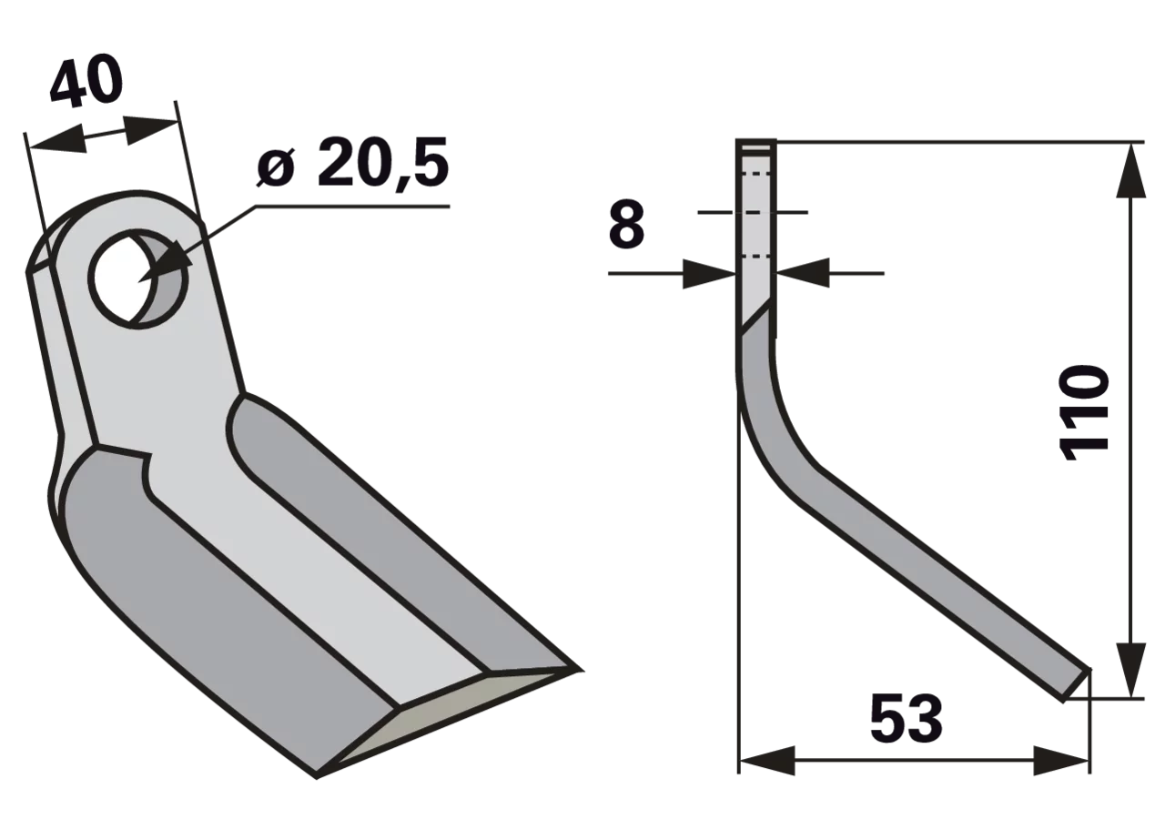 Y-Messer 40 x 8 x 110 mm, Loch 20,5 mm GartenShop24
