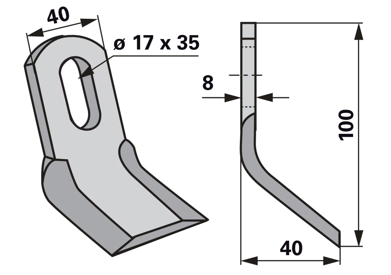 Y-Messer 40 x 8 x 100 mm, Loch 17 x 35 mm GartenShop24