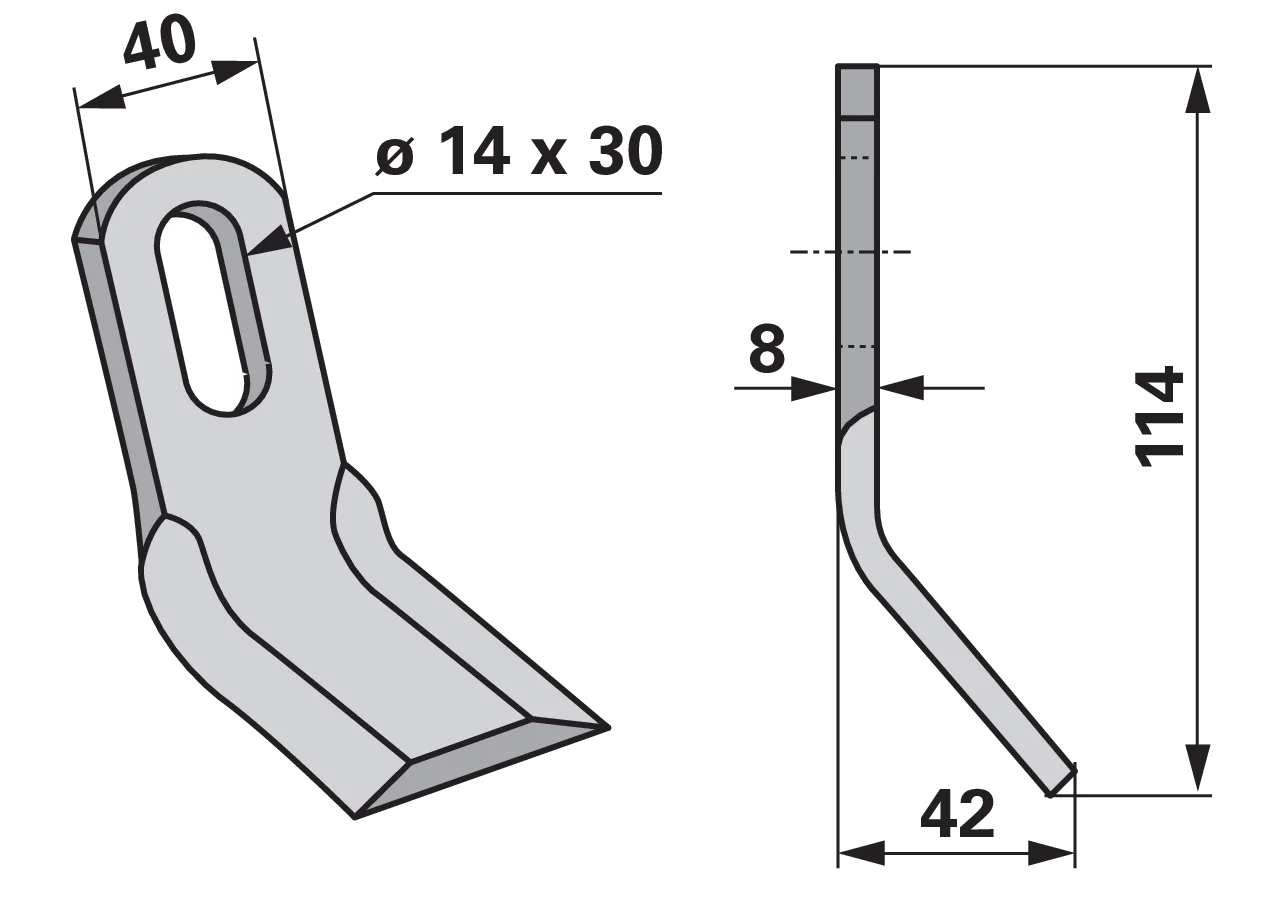 Y-Messer 40 x 8 x 114 mm, Loch 14x30 GartenShop24