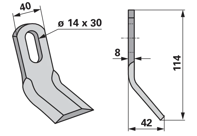 Y-Messer 40 x 8 x 114 mm, Loch 14x30 GartenShop24