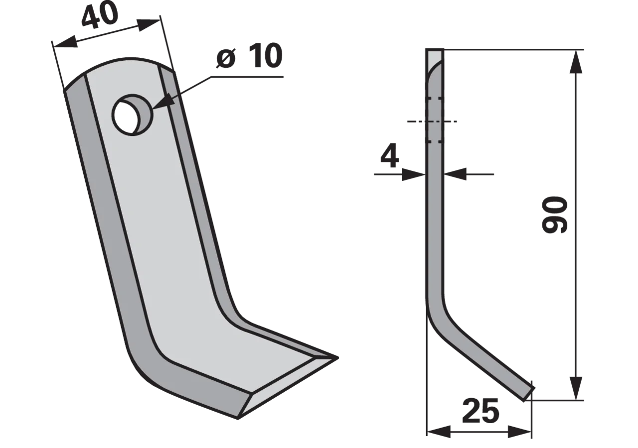 Y - Messer 40 x 4 x 90 mm, Loch 10 mm GartenShop24