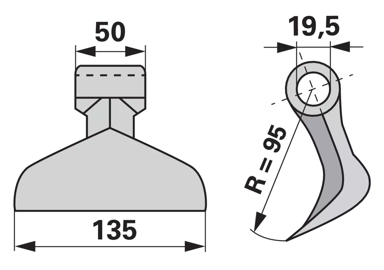 Schlaghammer B = 135 R = 95 Lo = 19,5 GartenShop24
