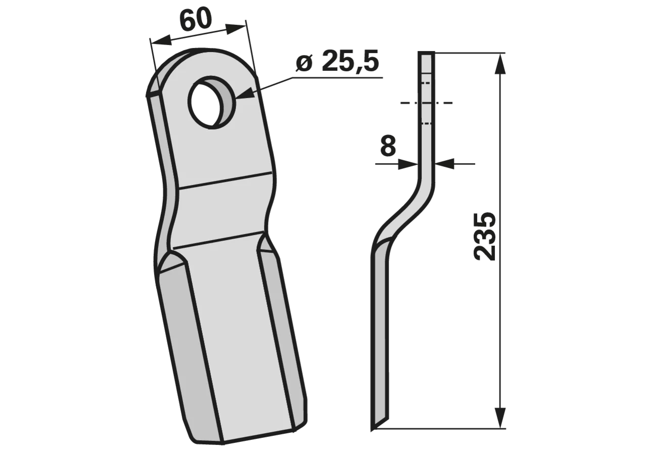 Schlegelmesser 60x8 L = 235 Lo 25,5 GartenShop24