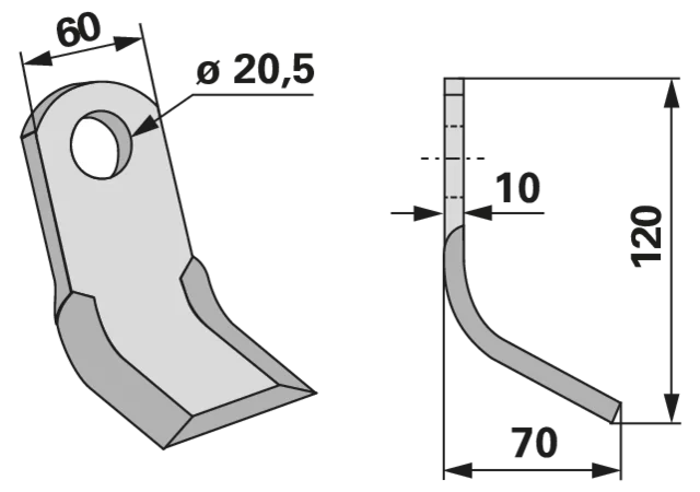 Y-Messer 60 x 10 L = 120 Lo = 20,5 GartenShop24
