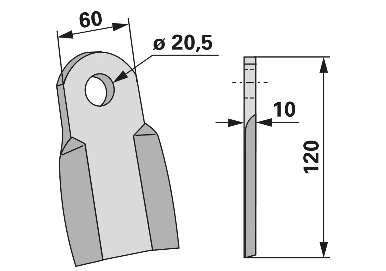Schlegelmesser 60 x 10 L = 120 Lo = 20,5 GartenShop24