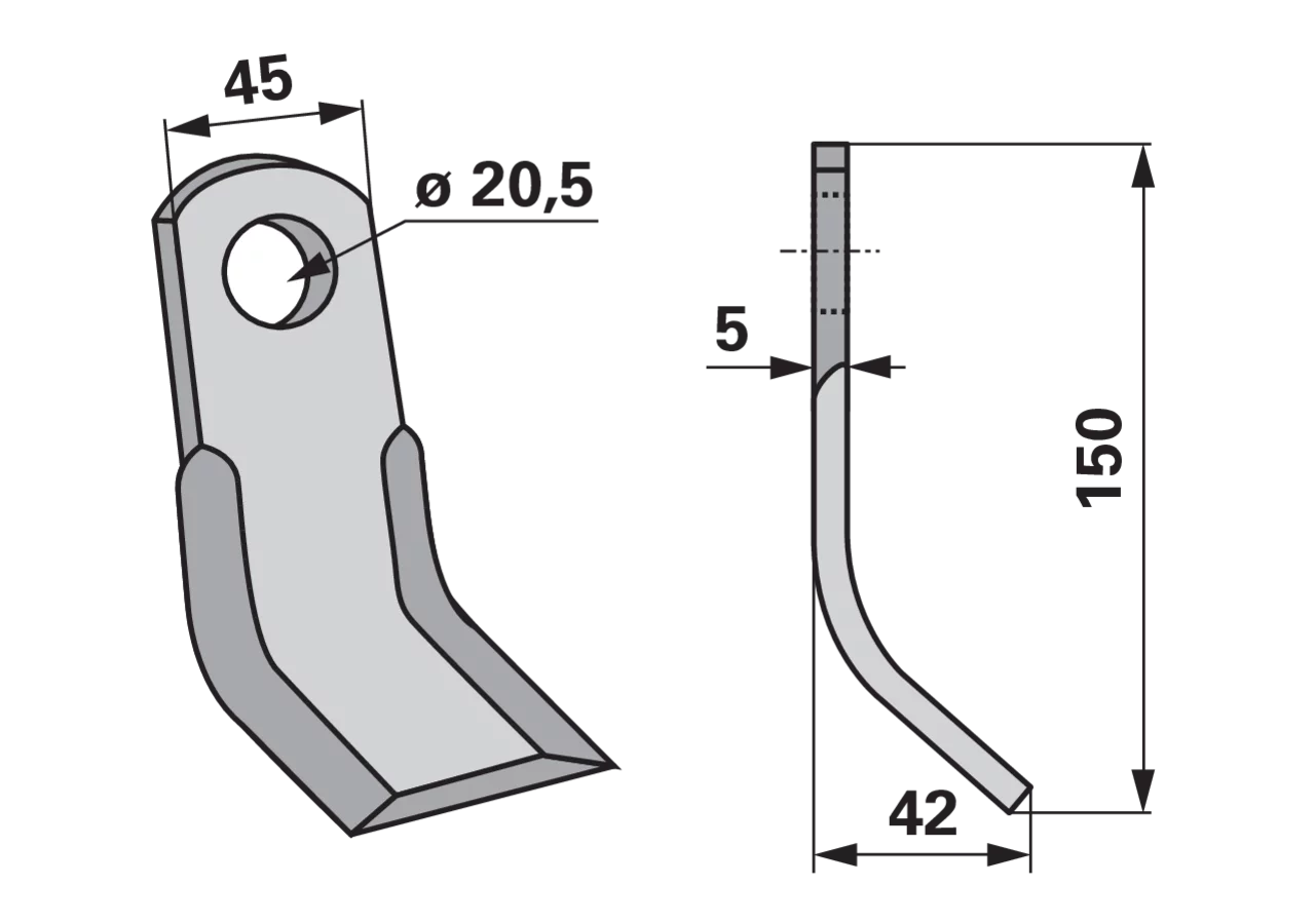 Y-Messer 45 x 5 L = 150 Lo = 20,5 GartenShop24