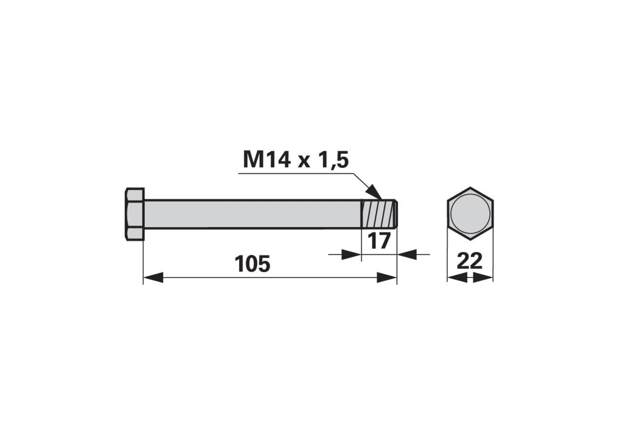 Sechskantschraube M14 x 1,5 x 105 mm, Güte 10.9, mit Mutter GartenShop24