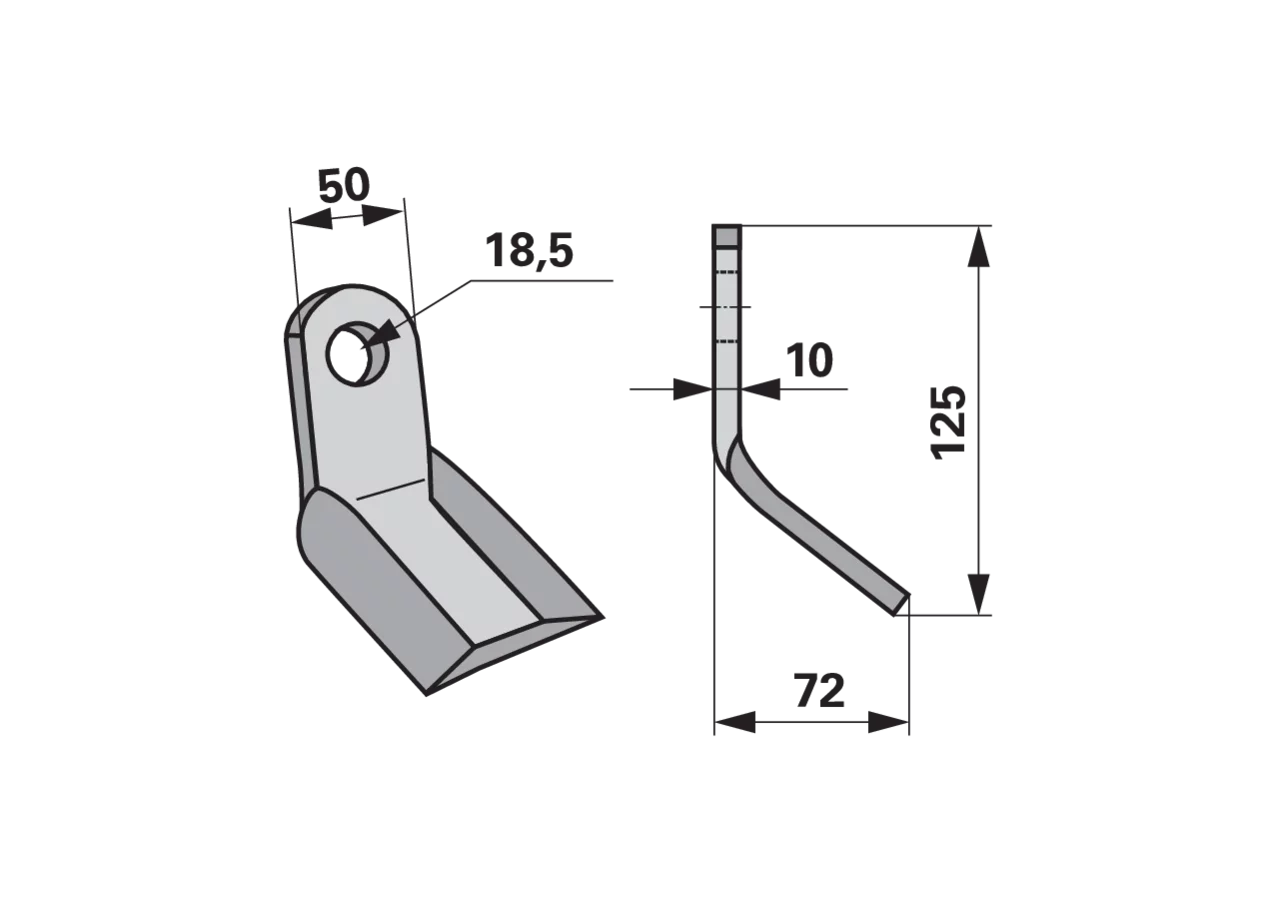Y-Messer 50 x 10 L=125 Lo 18,5 GartenShop24