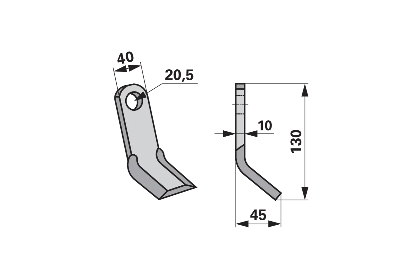Y-Messer 40 x 10 L=130 Lo 20,5 GartenShop24