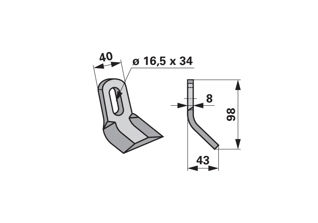 Y-Messer 40 x 8 L=98 Lo = 16,5x34 GartenShop24