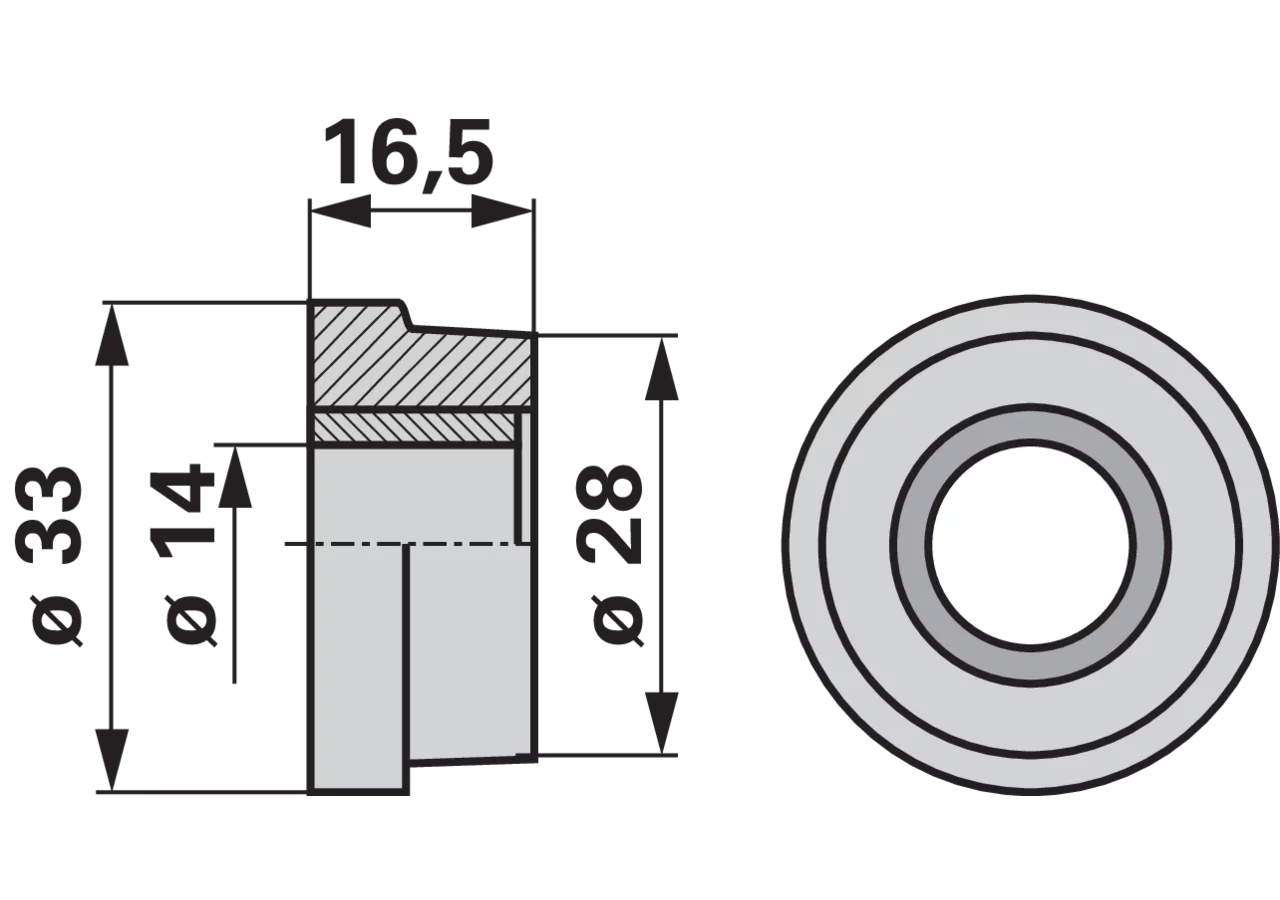 Buchse AD 33 x ID 14 x L 16,5 mm, konisch – passend für Reform 900.214.103 GartenShop24