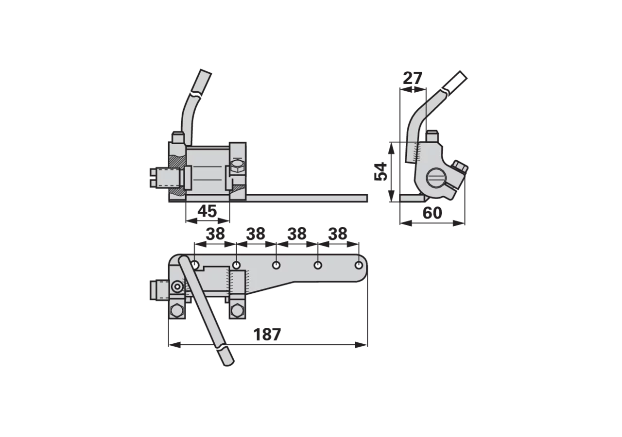 Obermesserkopf L 187 mm, mit Knopf ESM 2472930 ESM