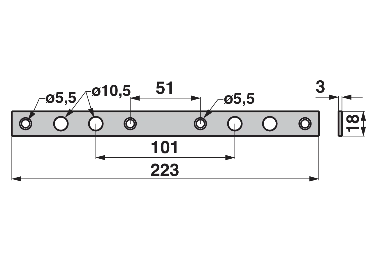 Unterlegblech L 223 x B 18 x S 3 mm – passend für Reform 1104223150 Schröckenfux