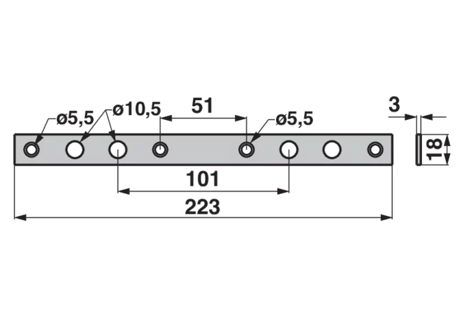 Unterlegblech L 223 x B 18 x S 3 mm – passend für Reform 1104223150 Schröckenfux
