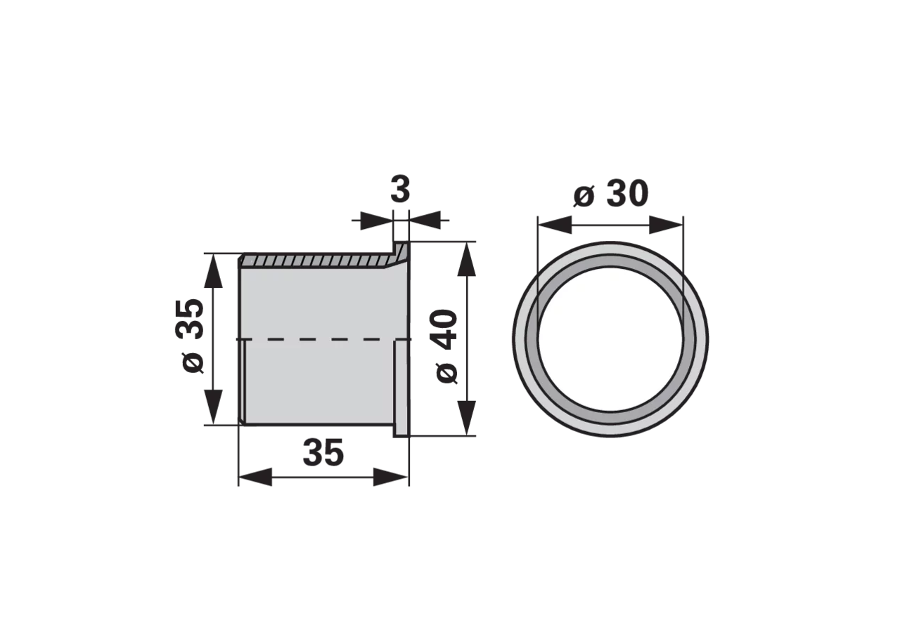 Buchse AD 40 x ID 30 x L 35 mm – passend für Reform 15801147 GartenShop24