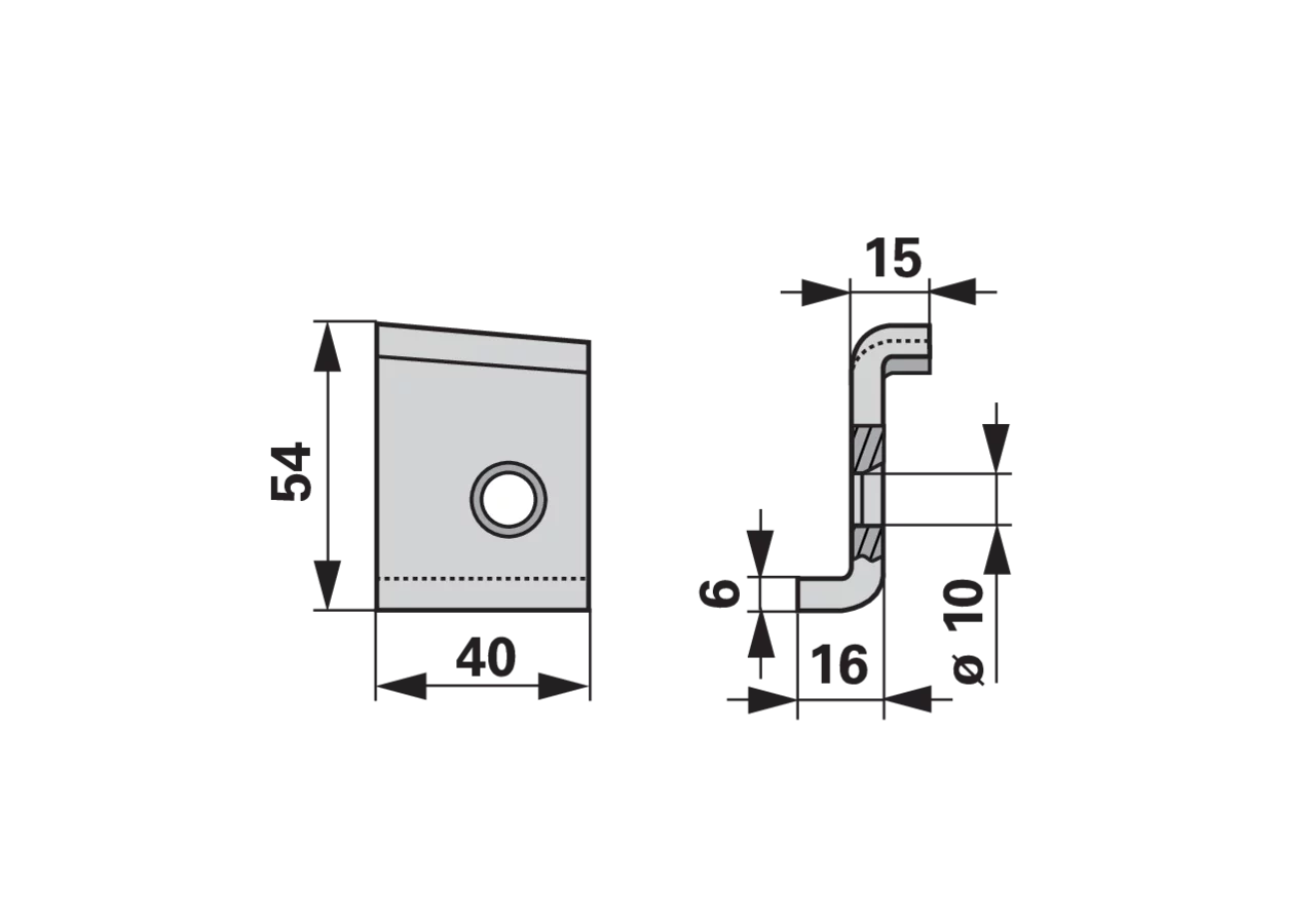 Gleitwinkel rechts, L 54 mm – passend für Reform 15801100 GartenShop24