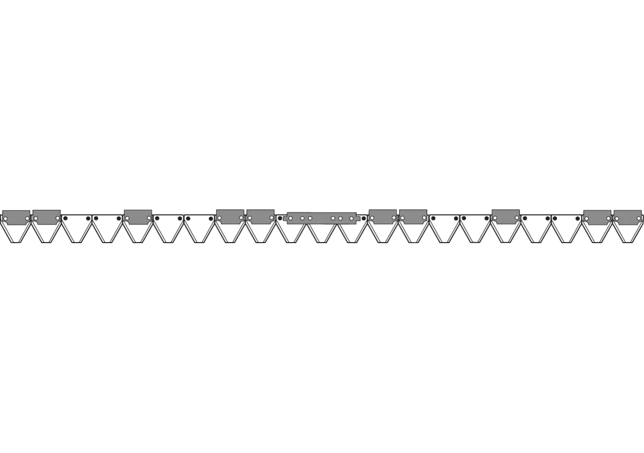 Mähmesser L 160 cm, 21 Klingen, gezahnt, DIN 75 – passend für Aebi AM23537/13 Schröckenfux