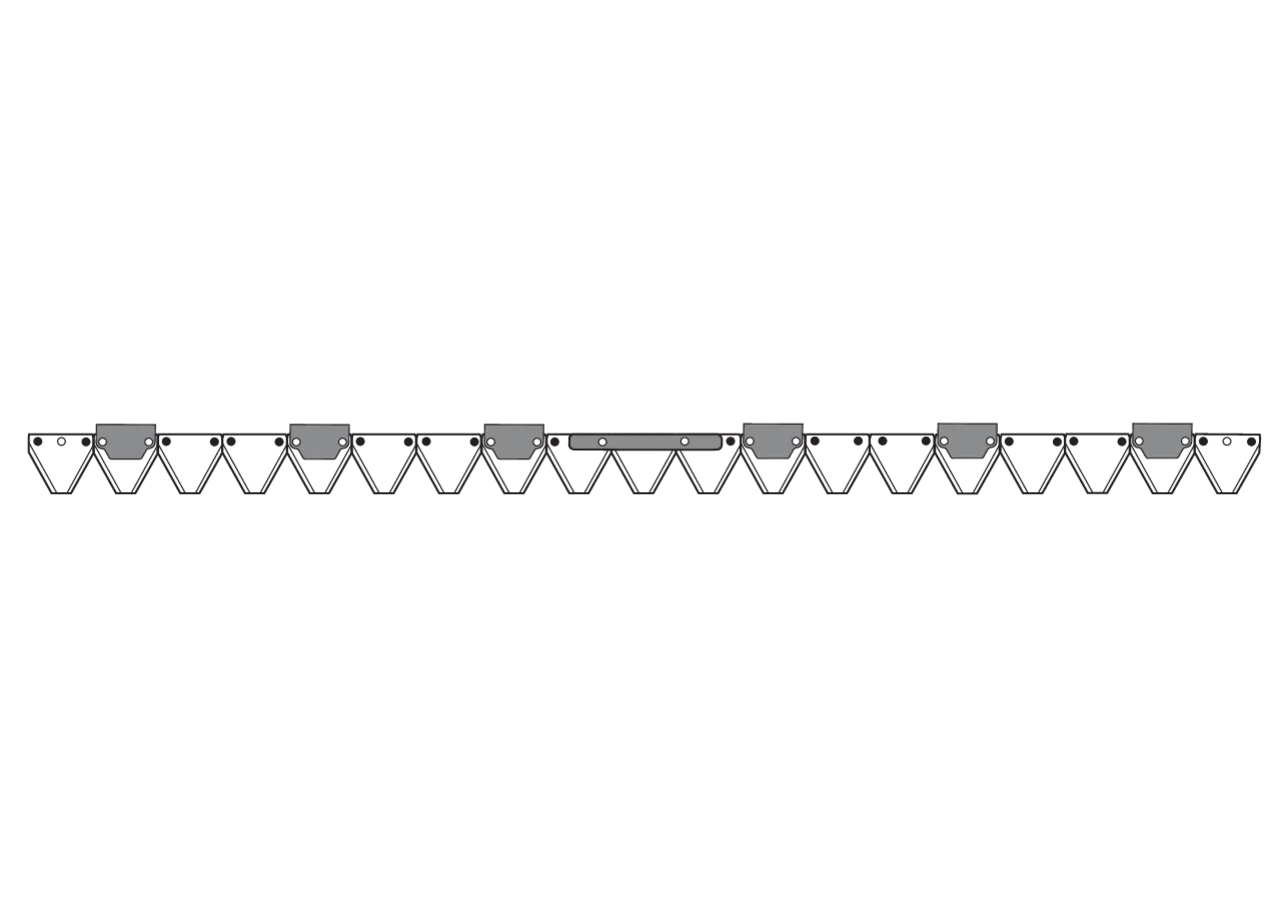 Mähmesser L 145 cm, 19 Klingen, gezahnt, DIN 75 – passend für Aebi AM46099/02 Schröckenfux