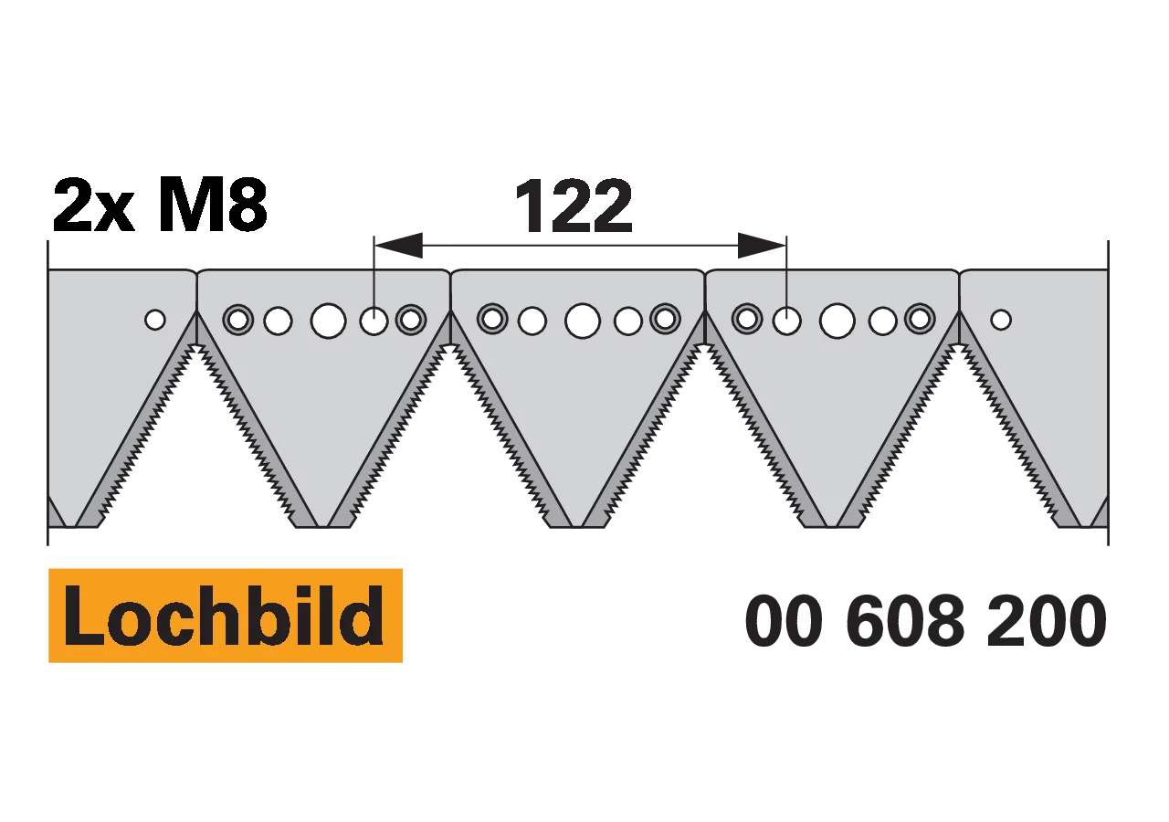 Mähmesser L 145 cm, 19 Klingen, gezahnt, DIN 80 – passend für Vogel und Noot FM13410A Schröckenfux