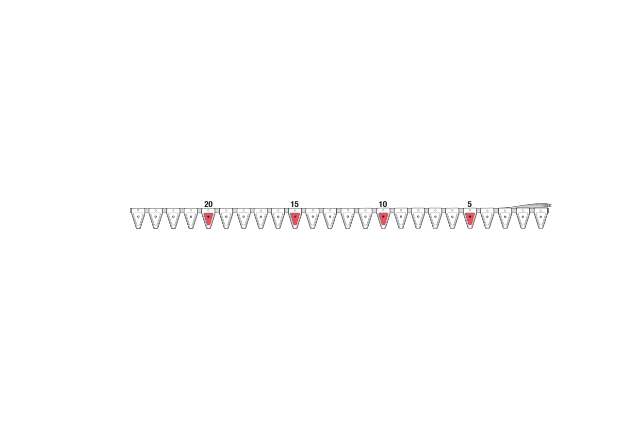Untermesser L 175 cm, mit Messerkopf, rechts, 24 Klingen, T76, glatt ESM 2656170 ESM