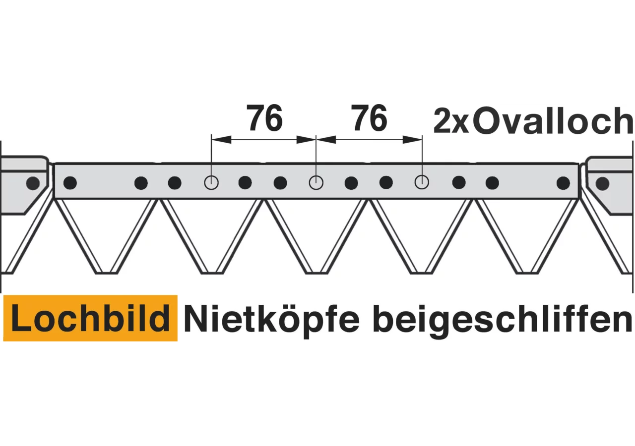 Mähmesser L 160 cm, 21 Klingen, gezahnt, DIN 80 – passend für Bucher H130201101 Schröckenfux