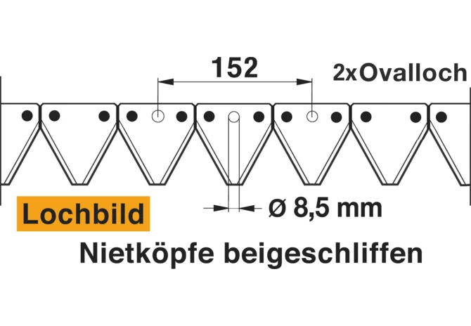 Mähmesser L 190 cm, 25 Klingen, gezahnt, DIN 80 – passend für Bucher H130201690 Schröckenfux