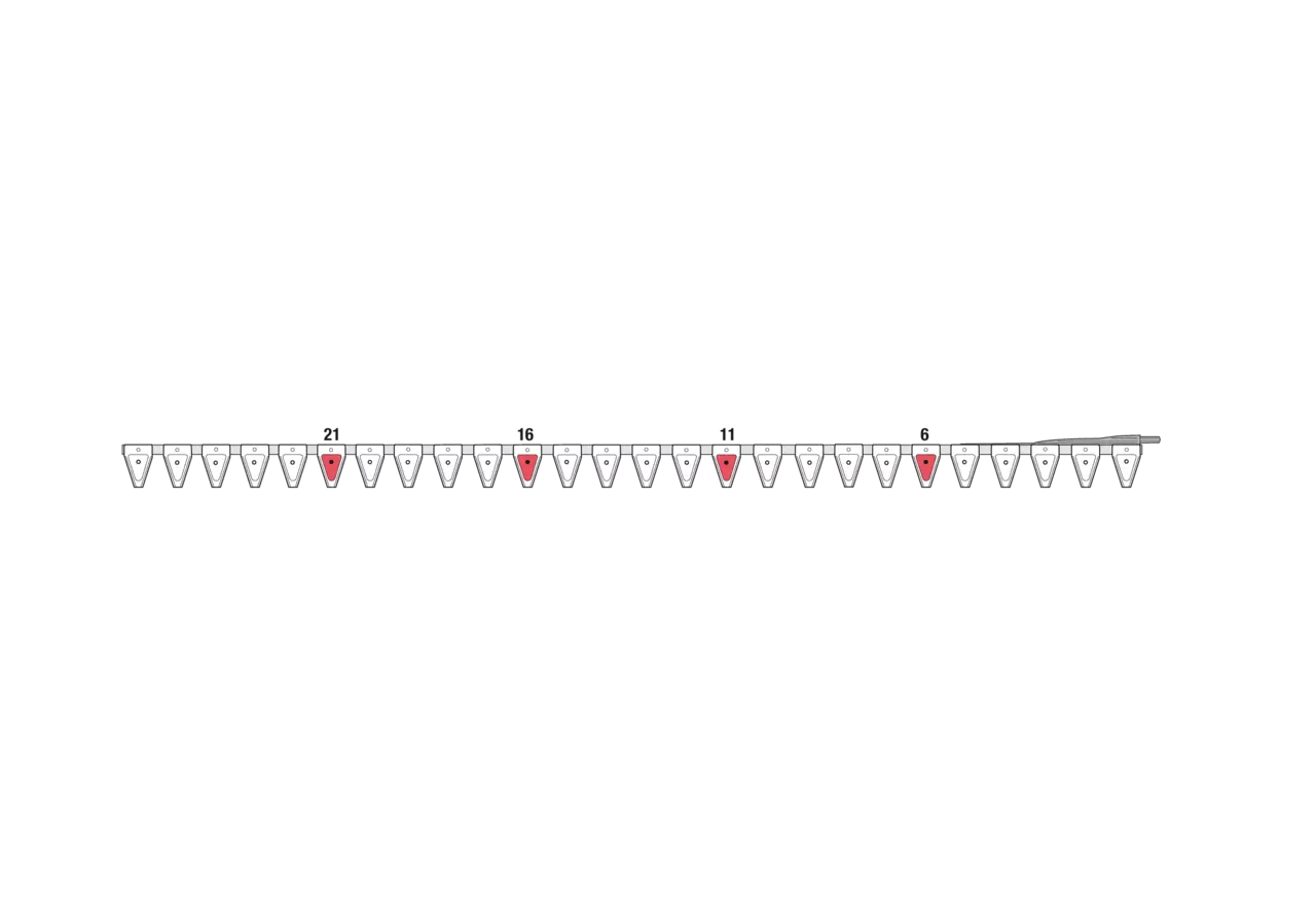 Untermesser L 210 cm, mit Messerkopf, rechts, 26 Klingen, T84, glatt ESM 2656210 ESM