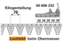 Obermesser L 200 cm, mit Messerkopf, rechts, 25 Klingen, T76, glatt ESM 2626715 ESM