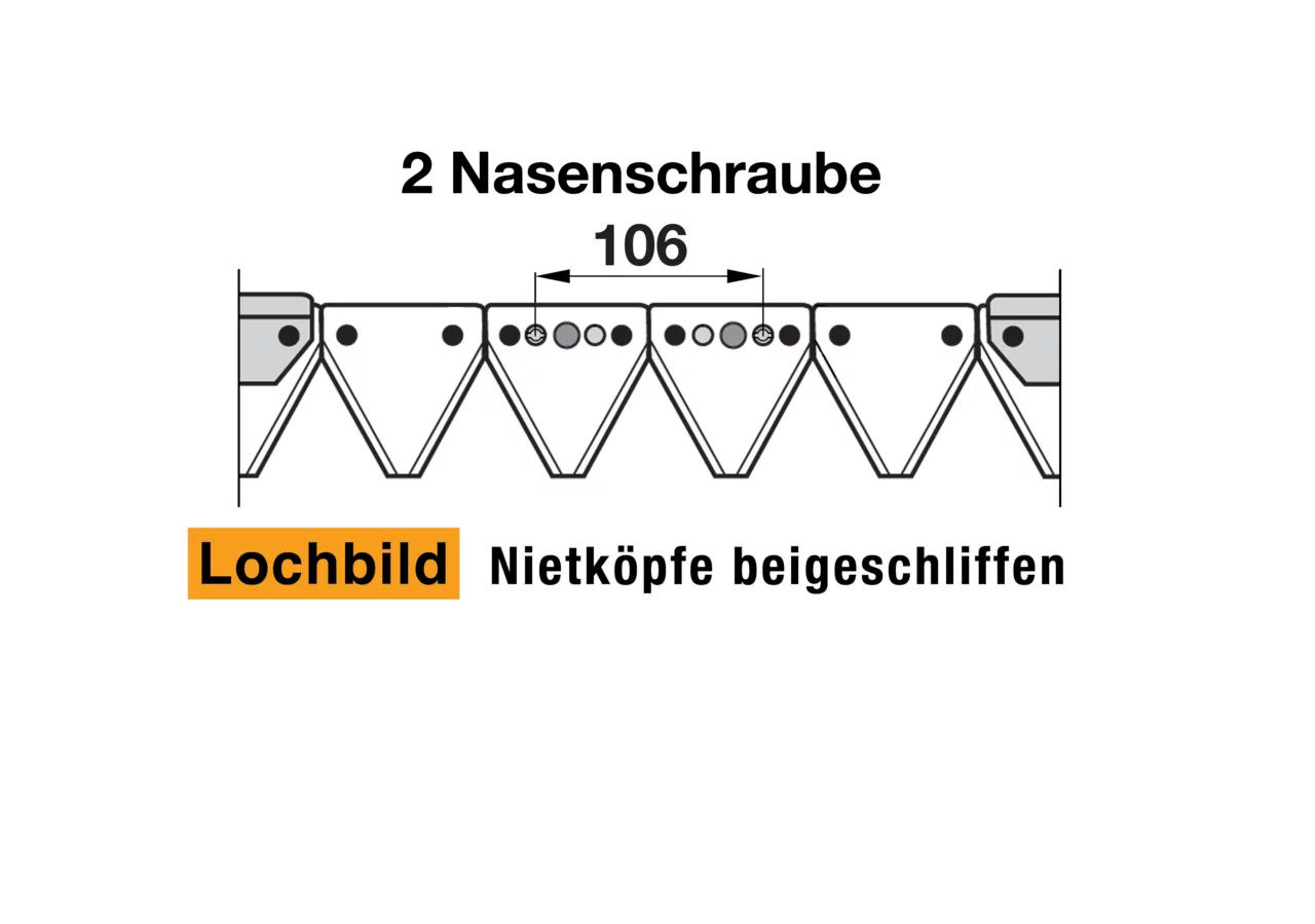 Mähmesser L 120 cm, 16 Klingen, gezahnt, DIN 80 passend zu Agrostroj MF70 Schröckenfux