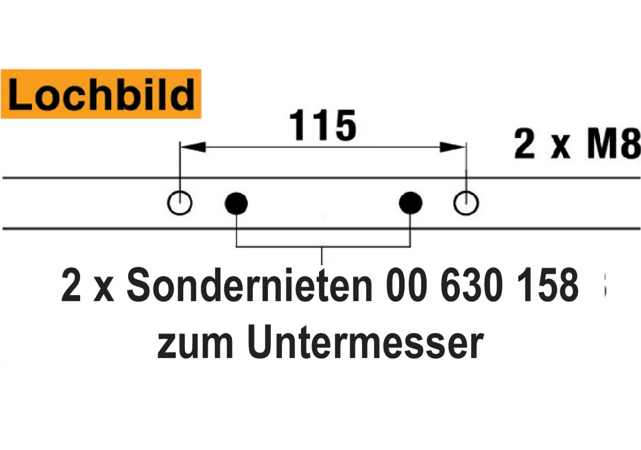 Untermesser L 167 cm, 22 Klingen, T76,3, glatt ESM 2650210 ESM