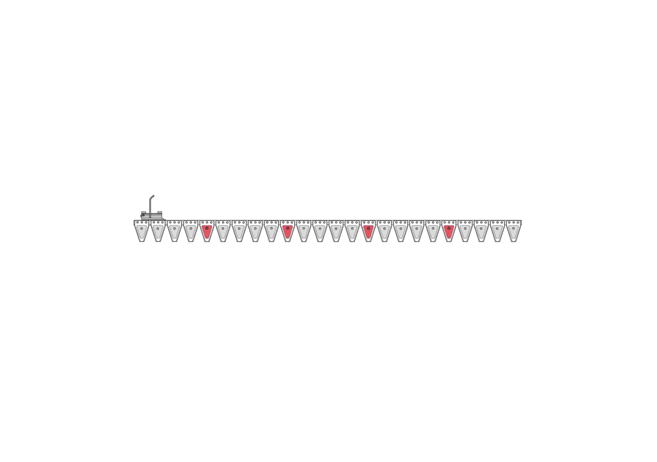 Untermesser L 167 cm, mit Messerkopf, links, 24 Klingen, T70, glatt – passend für Moty 100341 Schröckenfux