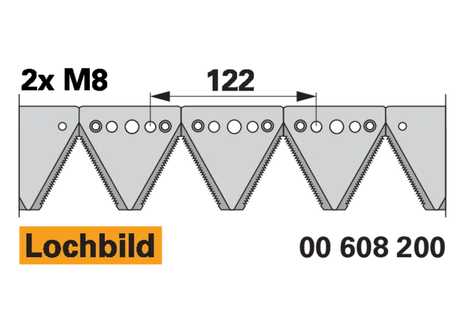 Mähmesser L 190 cm, 25 Klingen, gezahnt – passend für Rapid 253382 Schröckenfux