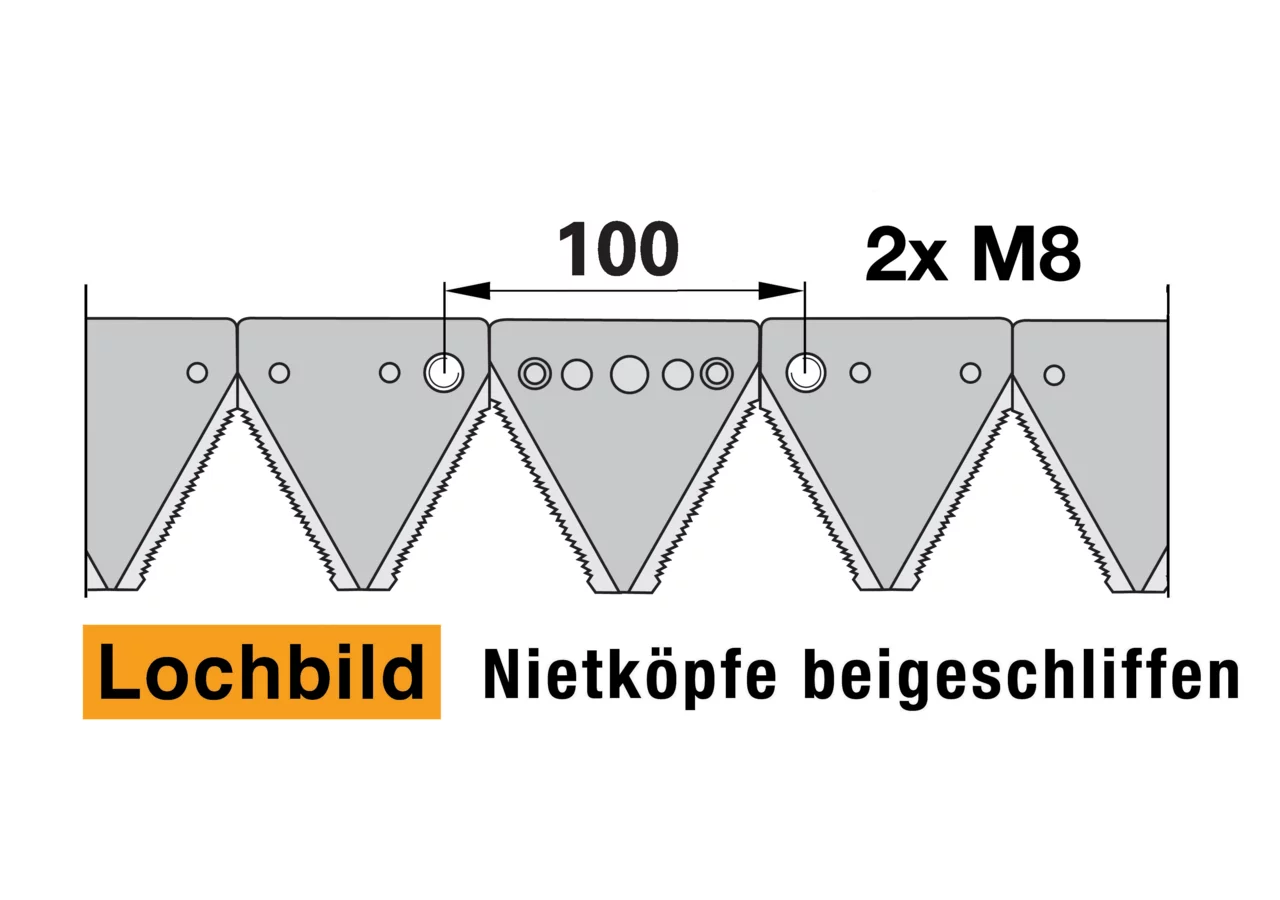 Mähmesser L 145 cm, 19 Klingen, gezahnt, DIN 80 passend zu Rapid Schröckenfux