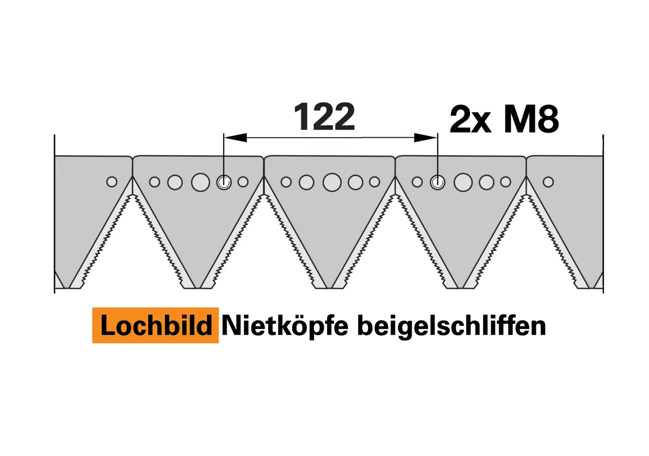 Mähmesser L 190 cm, 25 Klingen, gezahnt – passend für Rapid 257095 Schröckenfux