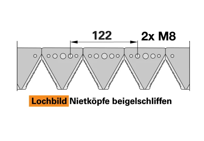 Mähmesser L 160 cm, 21 Klingen, gezahnt – passend für Rapid 253012 Anzahl der Pilz- od. Führungsklingen 8 Schröckenfux