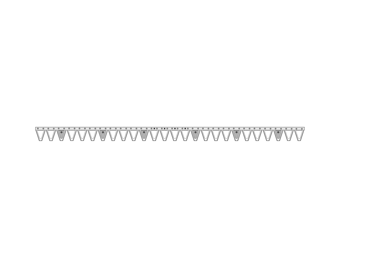 Obermesser L 170 cm, 26 Klingen, T70, glatt ESM 2626220 ESM